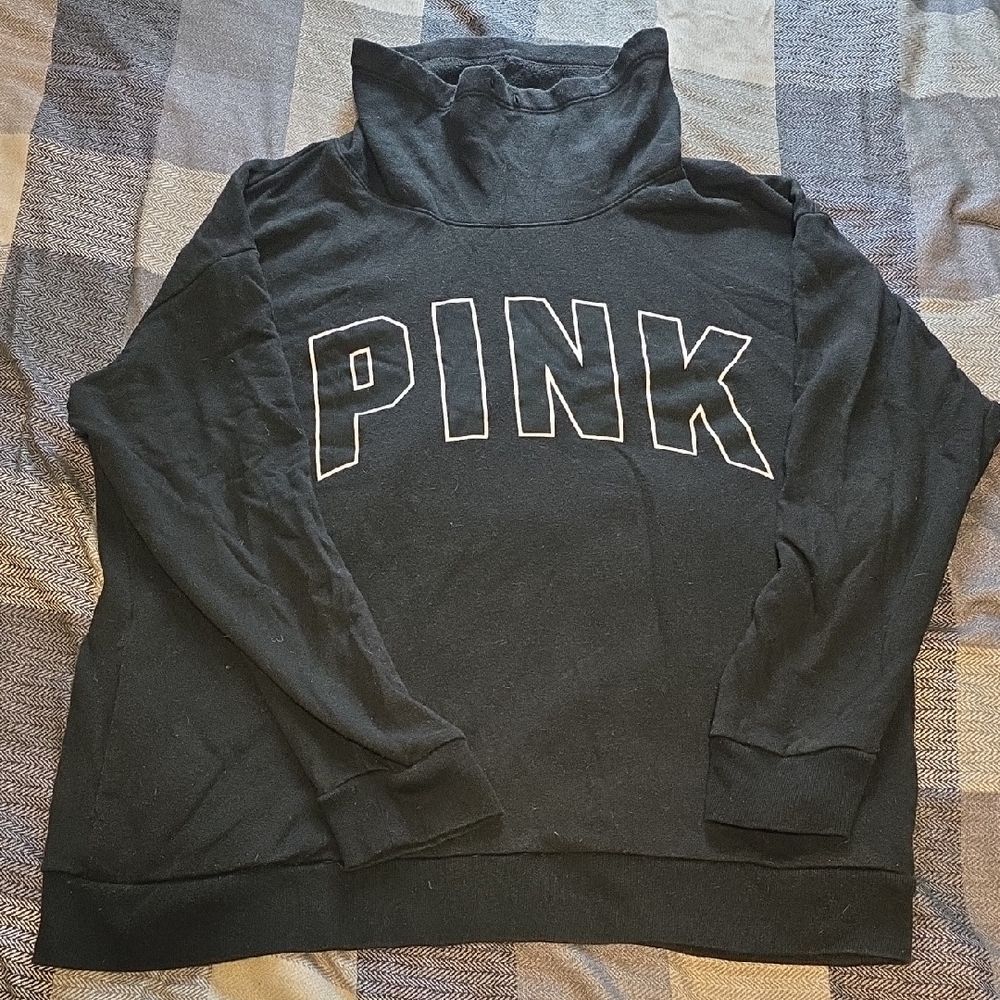 VS PINK Black PINK Logo Cowl Nexk Sweatshirt